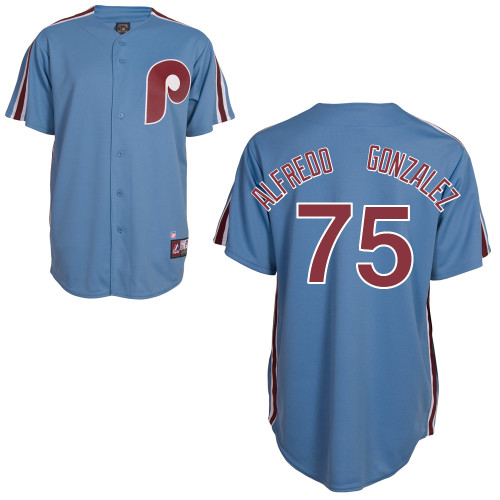 Miguel Alfredo Gonzalez #75 Youth Baseball Jersey-Philadelphia Phillies Authentic Road Cooperstown Blue MLB Jersey